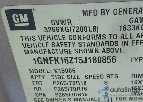 2005 Chevrolet Suburban Ls z USA, uszkodzony, nr VIN 1GNFK16Z15J180856